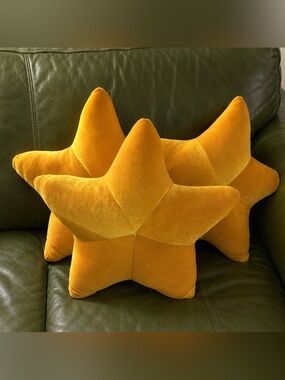 Star Shaped Gold Plush Throw Pillows Set of Three